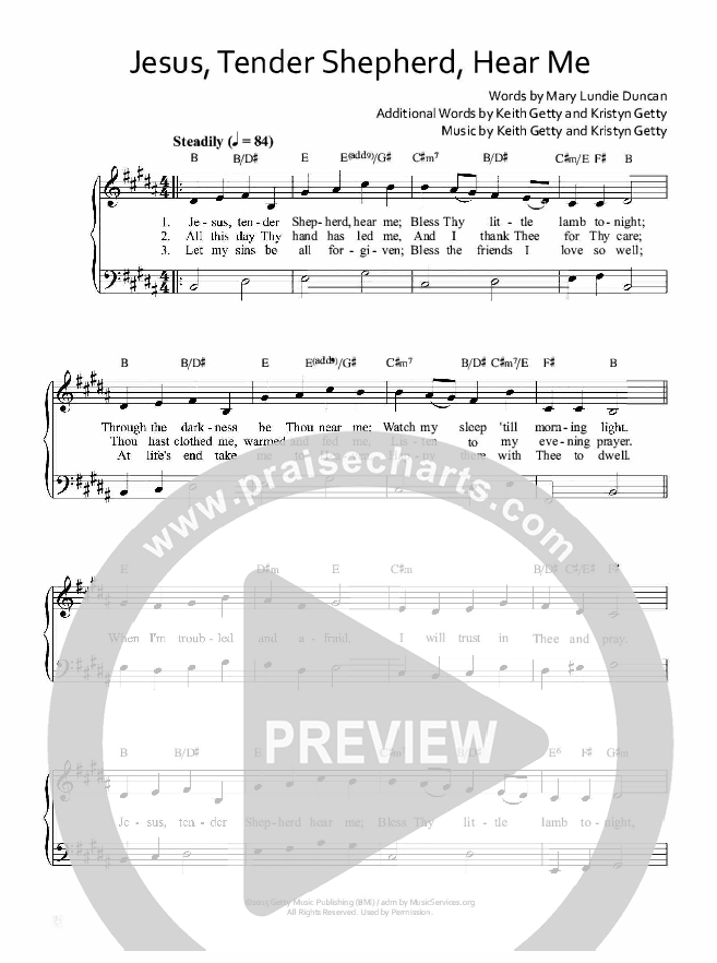Jesus Tender Shepherd Hear Me Piano/Vocal (SATB) (Keith & Kristyn Getty)
