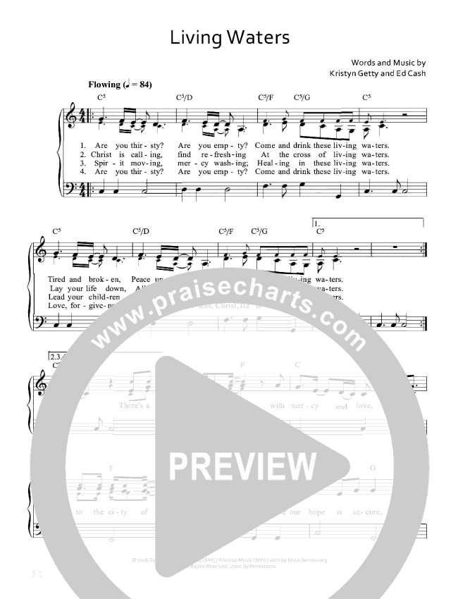 Living Waters Piano Sheet - Keith Getty | PraiseCharts