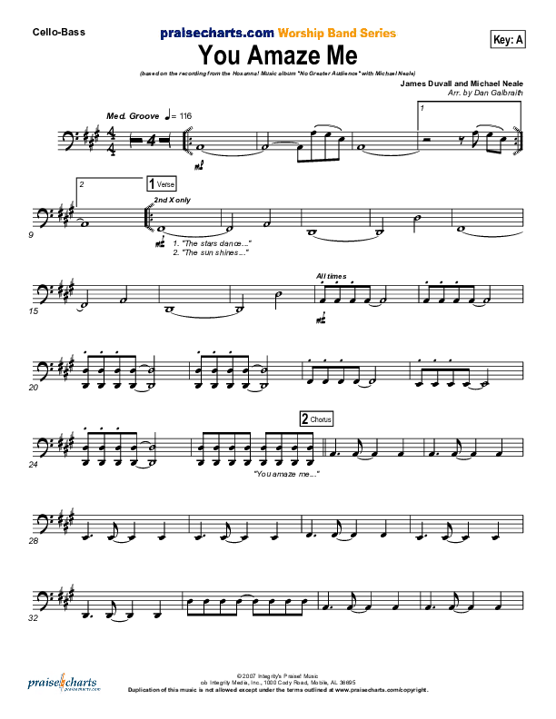 You Amaze Me Cello/Bass (Michael Neale)