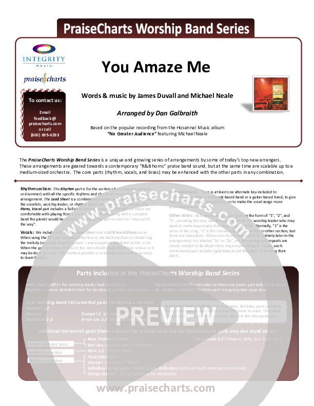 You Amaze Me Cover Sheet (Michael Neale)