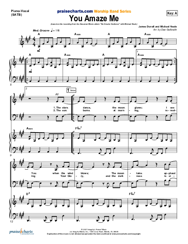 You Amaze Me Piano/Vocal (SATB) (Michael Neale)