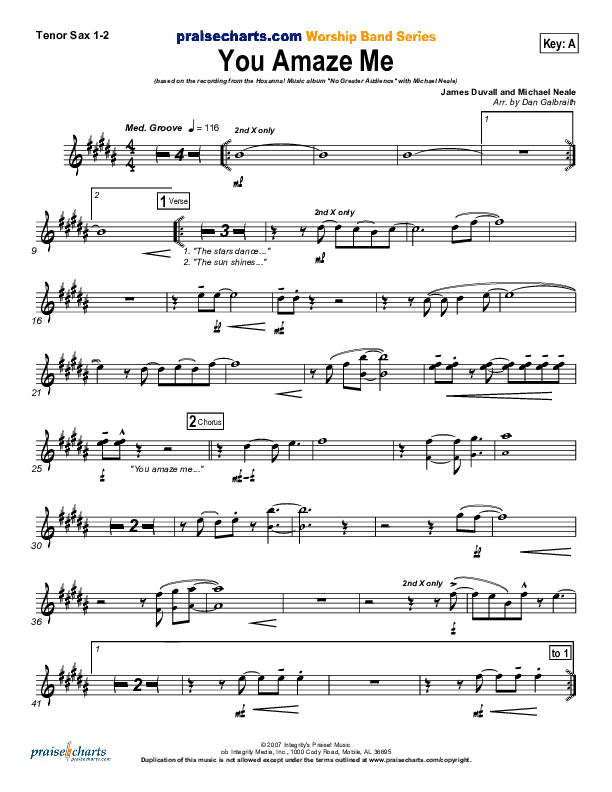 You Amaze Me Tenor Sax 1/2 (Michael Neale)