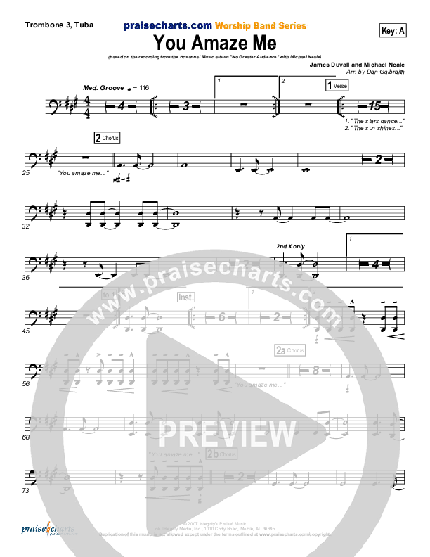 You Amaze Me Trombone 3/Tuba (Michael Neale)