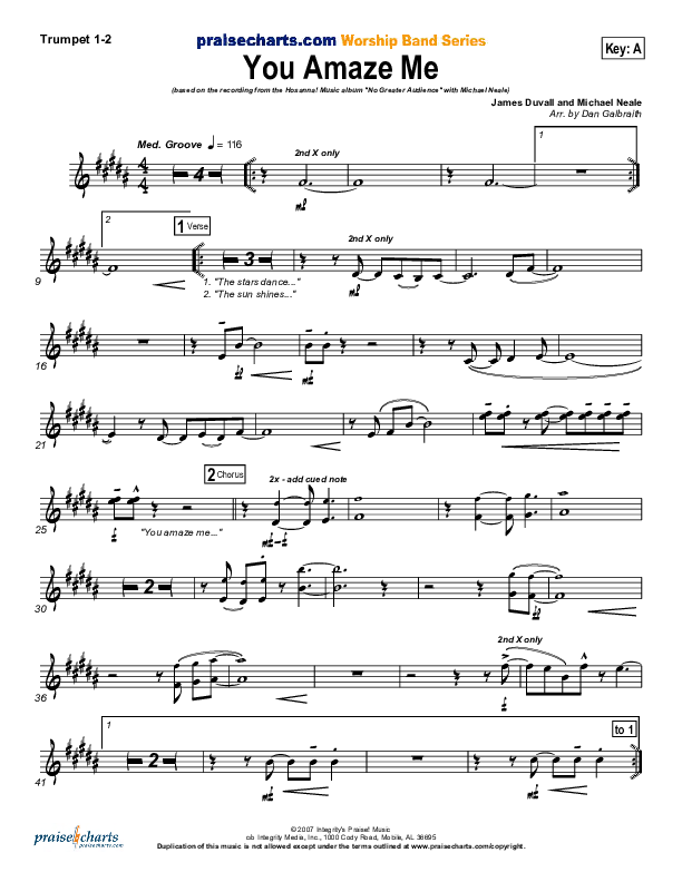 You Amaze Me Trumpet 1,2 (Michael Neale)