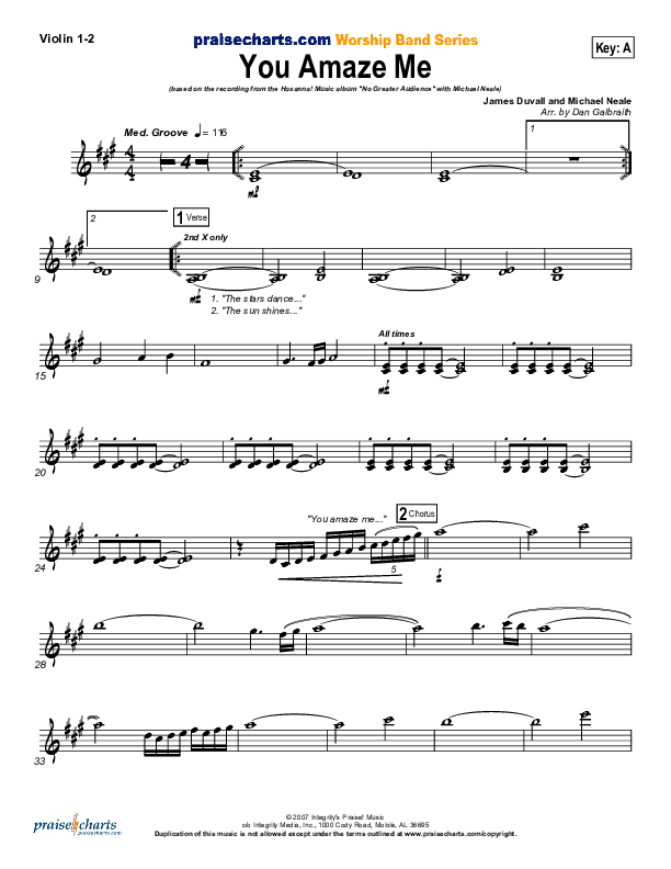 You Amaze Me Violin 1/2 (Michael Neale)