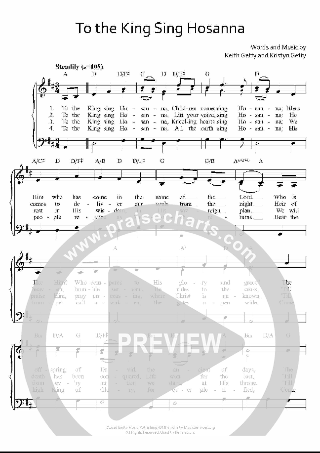To The King Sing Hosanna Piano/Vocal (SATB) (Keith & Kristyn Getty)