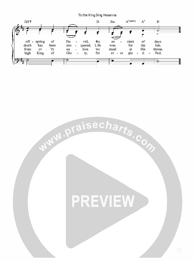 To The King Sing Hosanna Piano Sheet (Keith & Kristyn Getty)