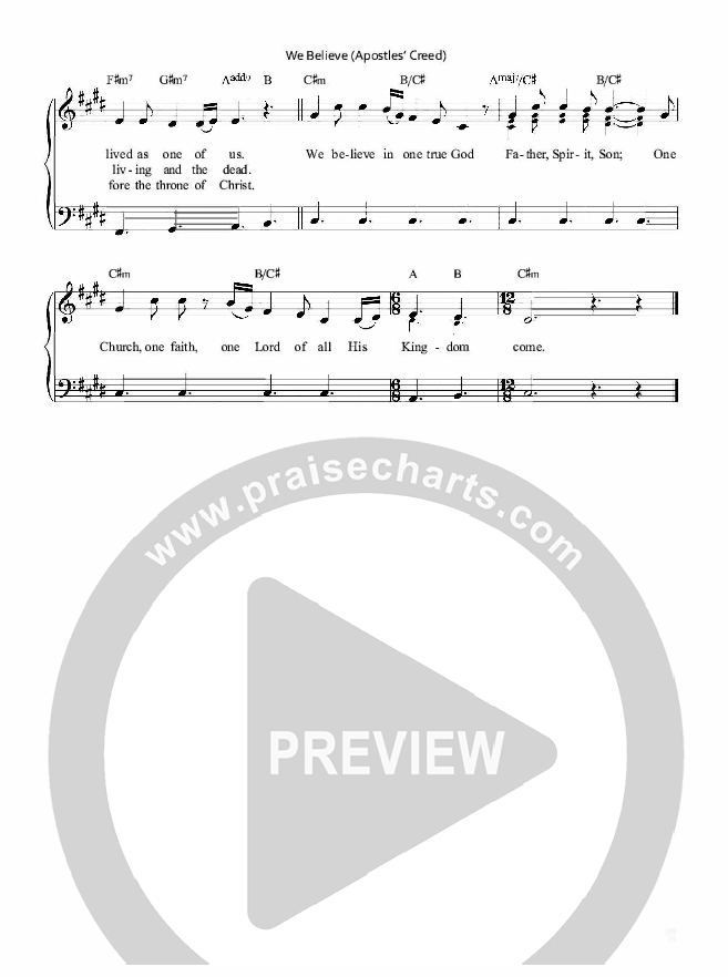 We Believe (Apostles Creed) Piano Sheet (Keith & Kristyn Getty)