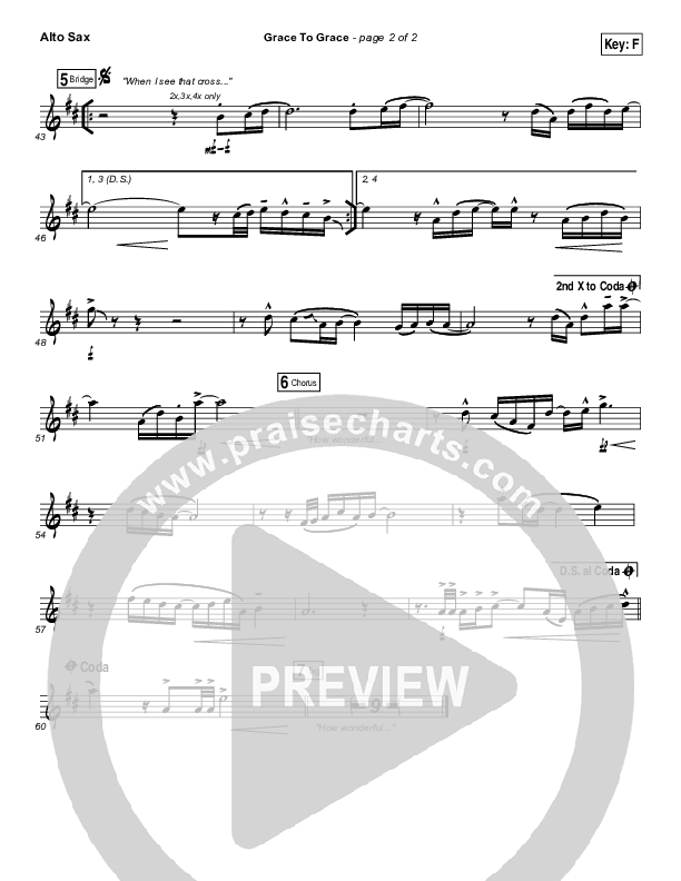 Grace To Grace Alto Sax (Hillsong Worship)