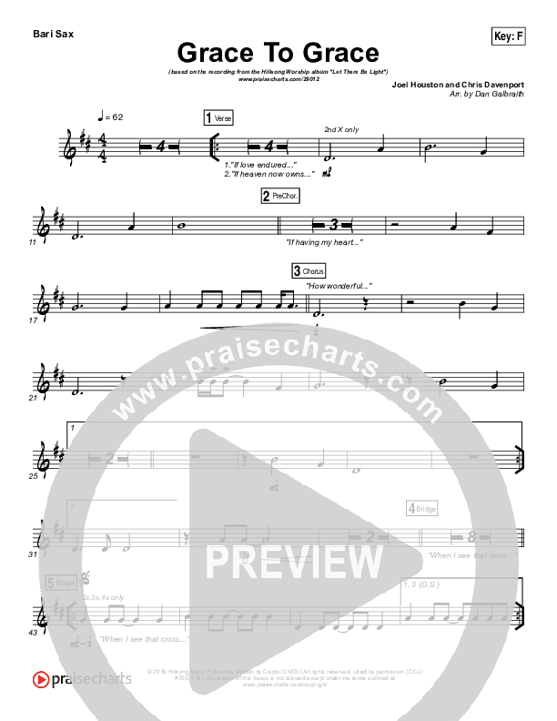 Grace To Grace Bari Sax (Hillsong Worship)