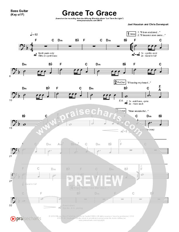 Grace To Grace Bass Guitar (Hillsong Worship)