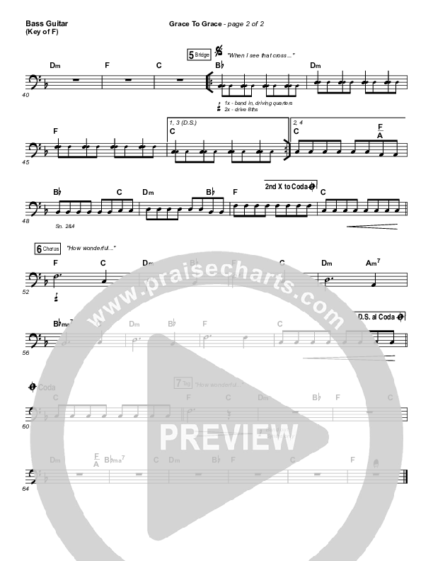 Grace To Grace Bass Guitar (Hillsong Worship)