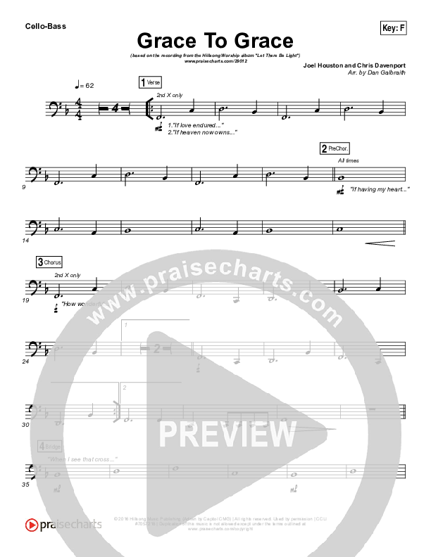 Grace To Grace Cello/Bass (Hillsong Worship)