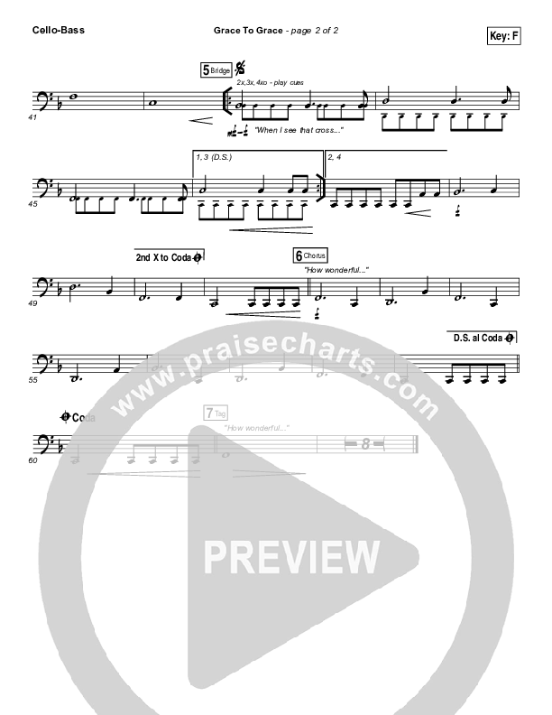 Grace To Grace Cello/Bass (Hillsong Worship)