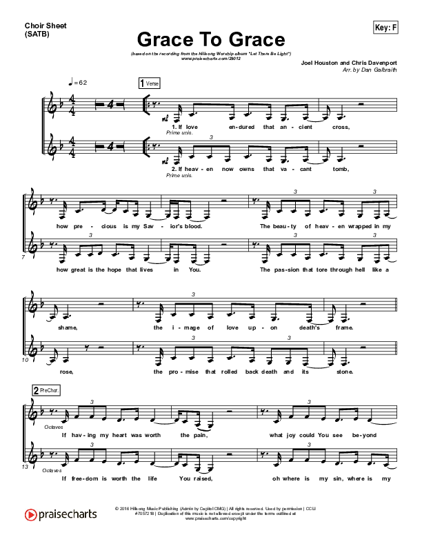 Grace To Grace Choir Vocals (SATB) (Hillsong Worship)