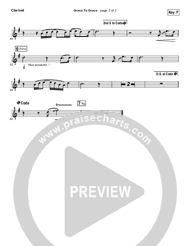 Grace To Grace Clarinet (Hillsong Worship)