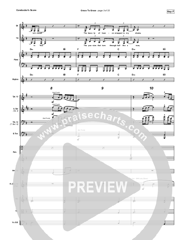 Grace To Grace Conductor's Score (Hillsong Worship)