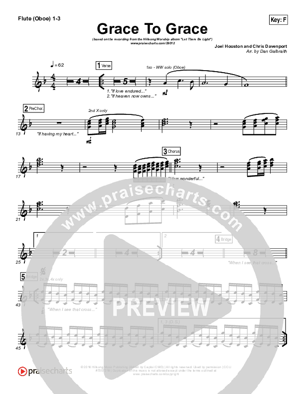 Grace To Grace Flute/Oboe 1/2/3 (Hillsong Worship)