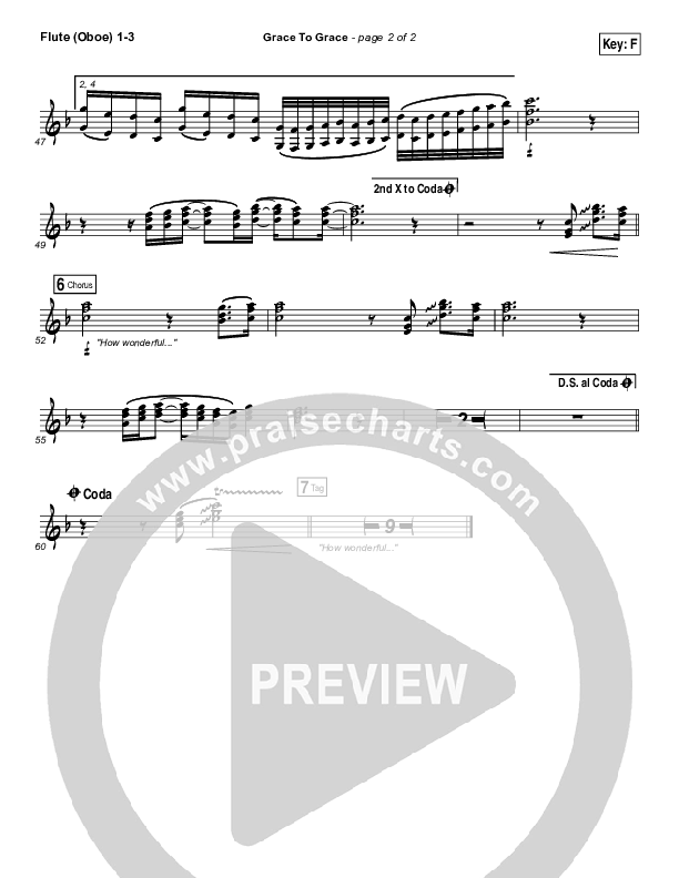 Grace To Grace Flute/Oboe 1/2/3 (Hillsong Worship)