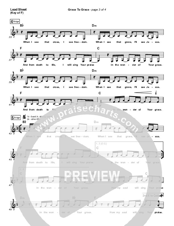 Grace To Grace Lead Sheet (Melody) (Hillsong Worship)