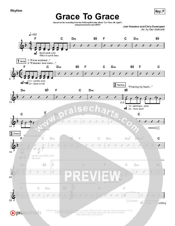 Grace To Grace Rhythm Chart (Hillsong Worship)