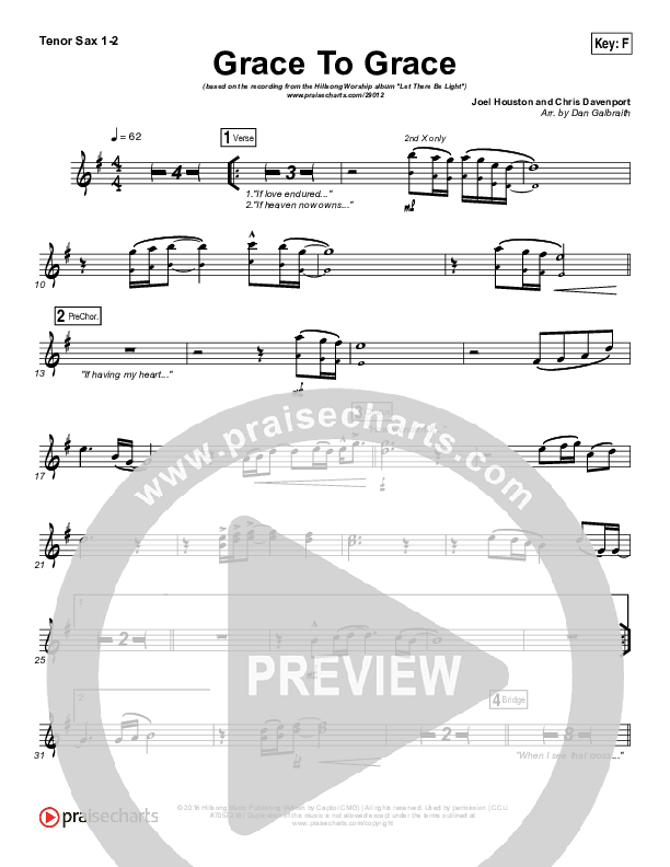 Grace To Grace Tenor Sax 1/2 (Hillsong Worship)