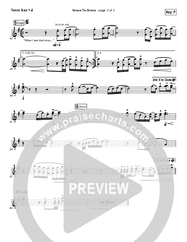 Grace To Grace Tenor Sax 1/2 (Hillsong Worship)