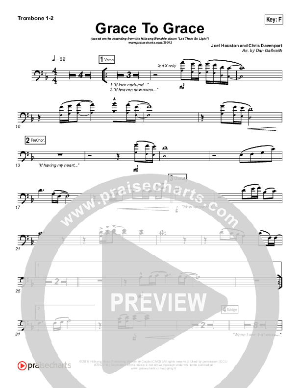 Grace To Grace Trombone 1/2 (Hillsong Worship)