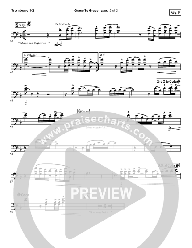 Grace To Grace Trombone 1/2 (Hillsong Worship)