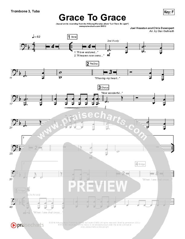 Grace To Grace Trombone 3/Tuba (Hillsong Worship)