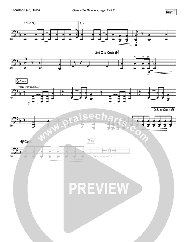 Grace To Grace Trombone 3/Tuba (Hillsong Worship)