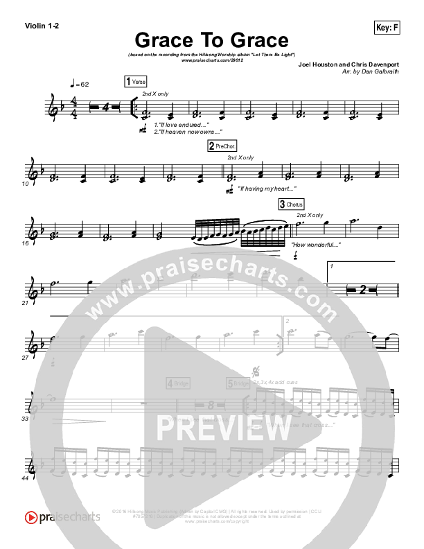 Grace To Grace Violin 1/2 (Hillsong Worship)