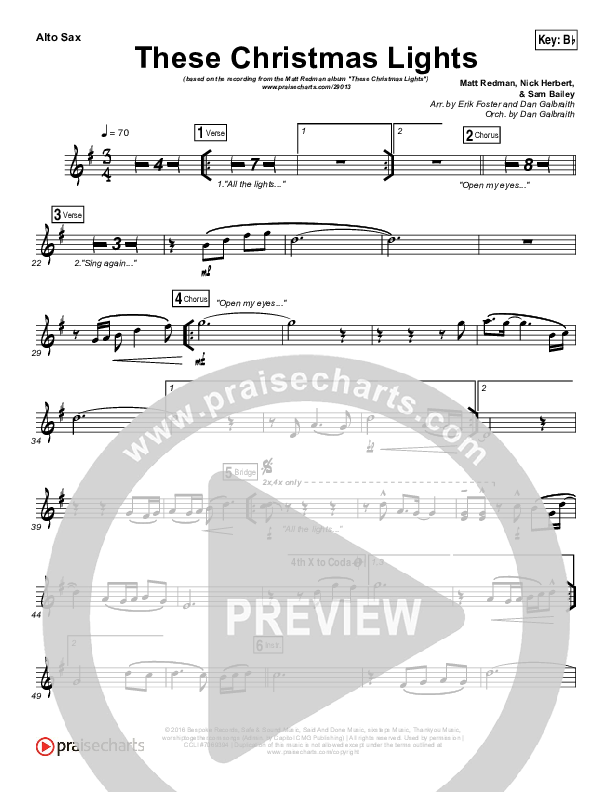 These Christmas Lights Alto Sax (Matt Redman)