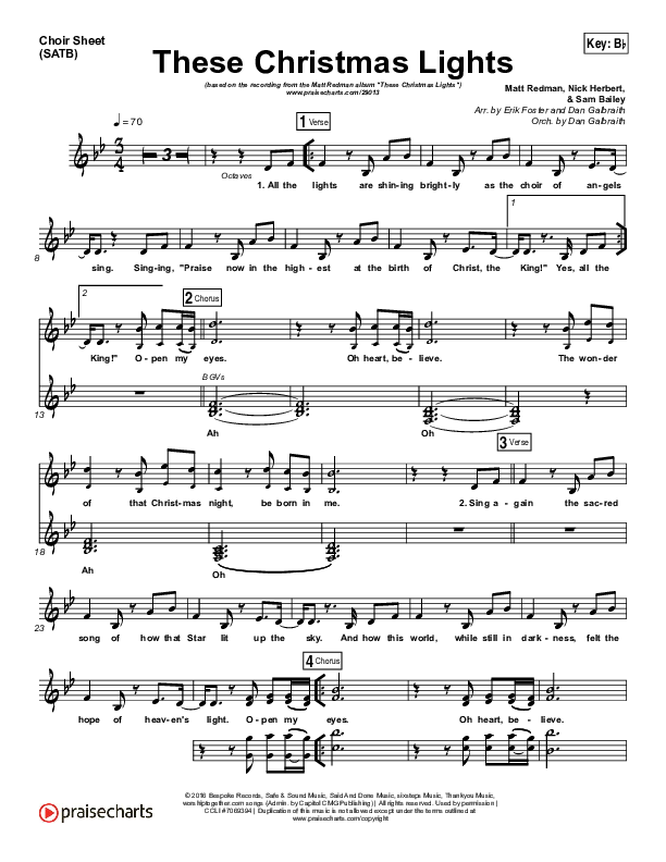 These Christmas Lights Choir Sheet (SATB) (Matt Redman)