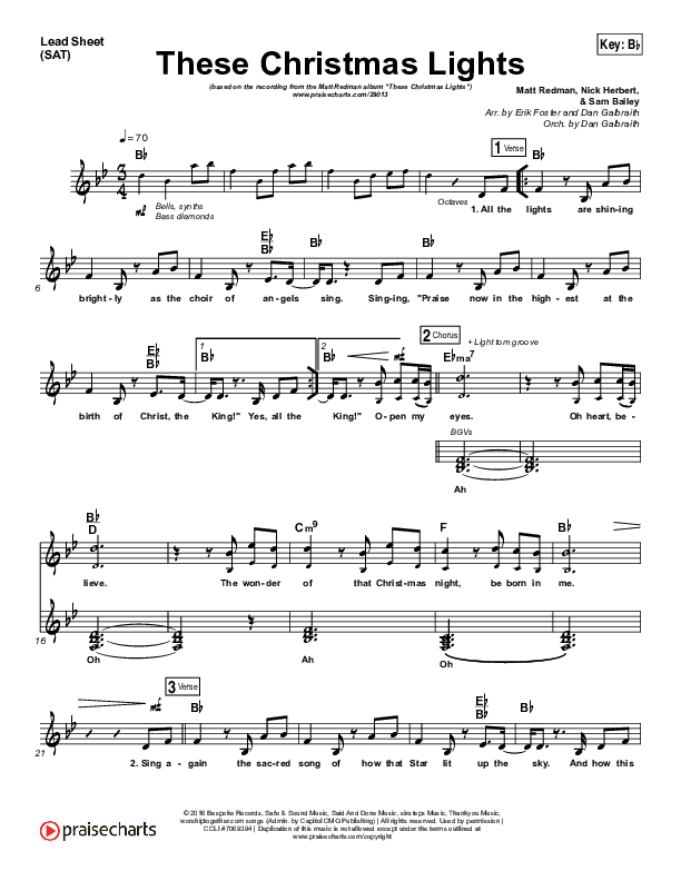 These Christmas Lights Lead Sheet (SAT) (Matt Redman)
