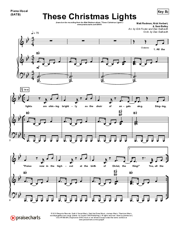 These Christmas Lights Piano/Vocal (SATB) (Matt Redman)