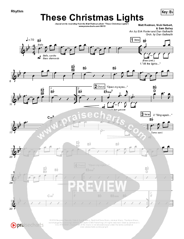 These Christmas Lights Rhythm Chart (Matt Redman)