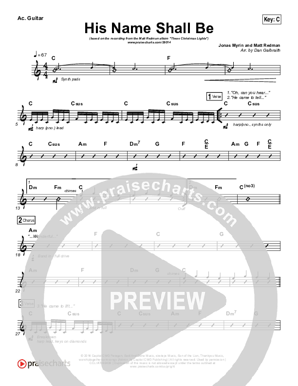 His Name Shall Be Acoustic Guitar (Matt Redman)