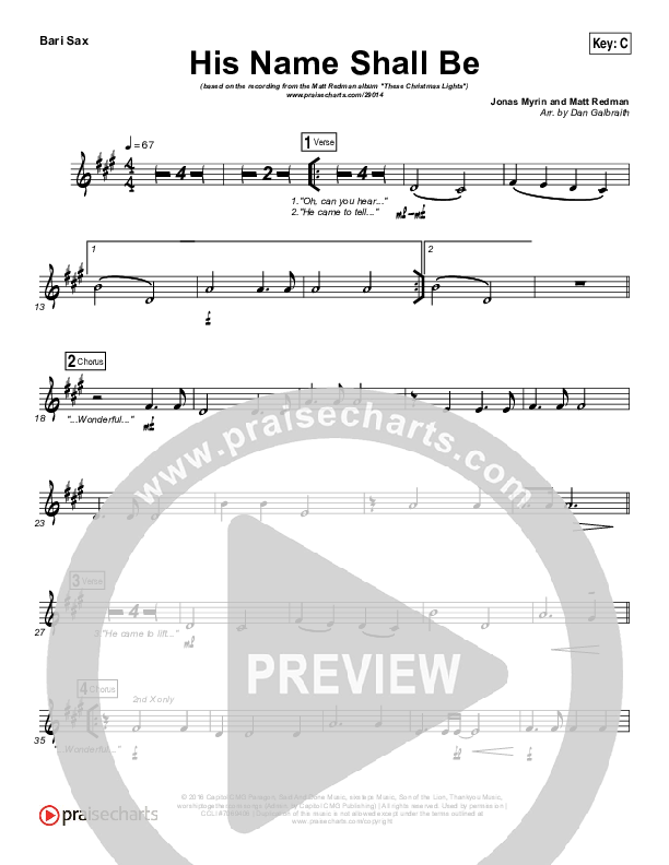 His Name Shall Be Bari Sax (Matt Redman)