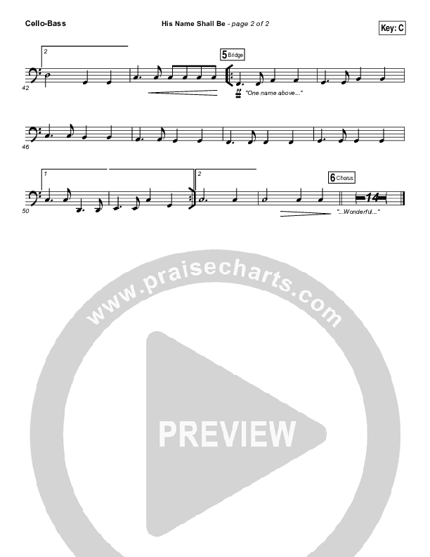 His Name Shall Be Cello/Bass (Matt Redman)