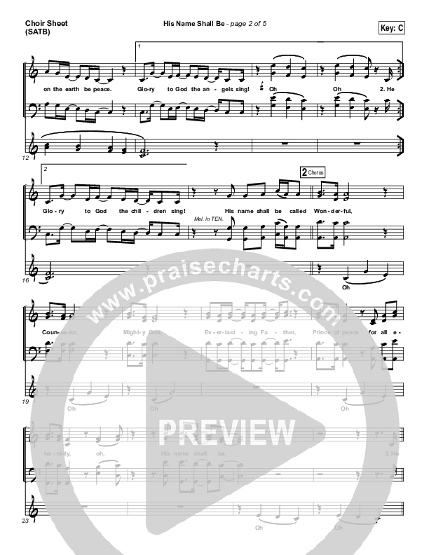 His Name Shall Be Choir Sheet (SATB) (Matt Redman)
