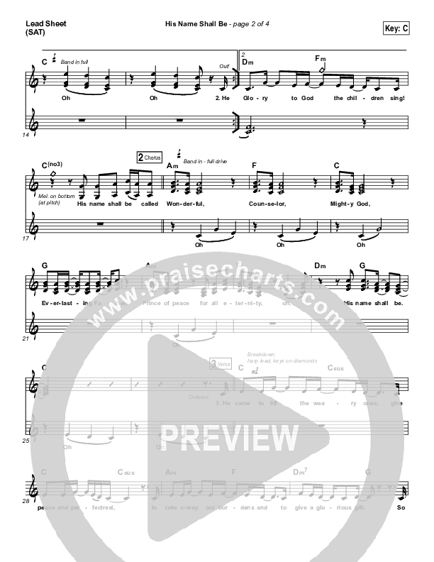 His Name Shall Be Lead Sheet (SAT) (Matt Redman)