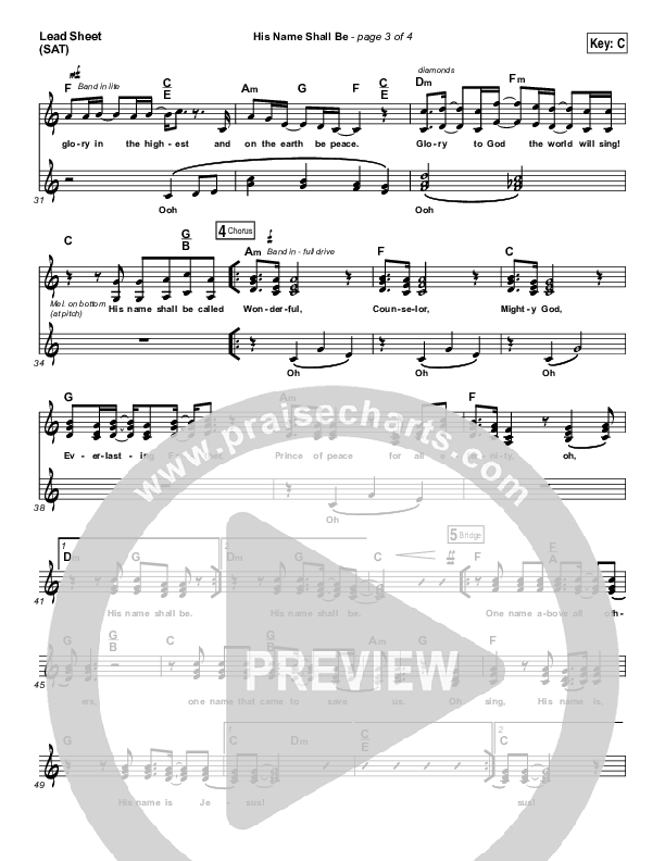 His Name Shall Be Lead Sheet (SAT) (Matt Redman)