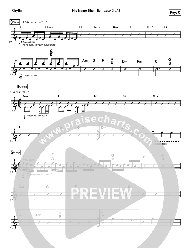 His Name Shall Be Rhythm Chart (Matt Redman)