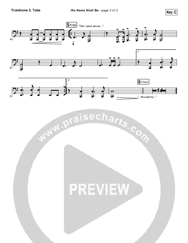 His Name Shall Be Trombone 3/Tuba (Matt Redman)