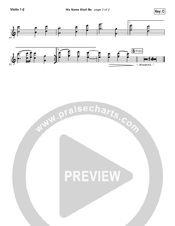 His Name Shall Be Violin 1/2 (Matt Redman)