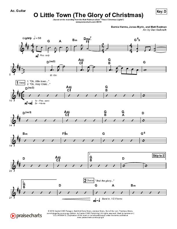 O Little Town (The Glory Of Christmas) Acoustic Guitar (Matt Redman)