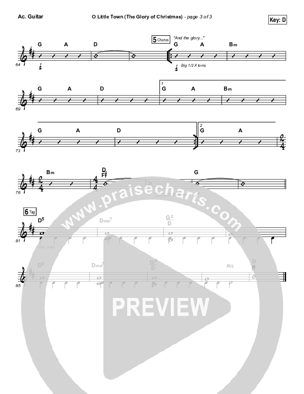 O Little Town (The Glory Of Christmas) Acoustic Guitar (Matt Redman)