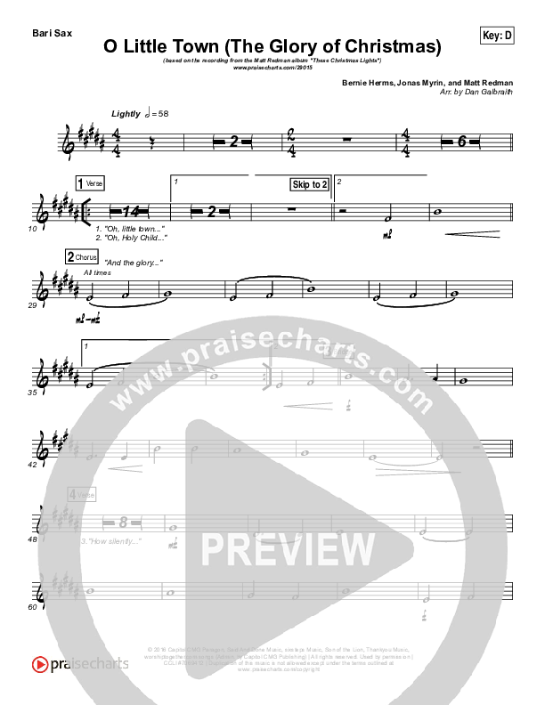 O Little Town (The Glory Of Christmas) Bari Sax (Matt Redman)