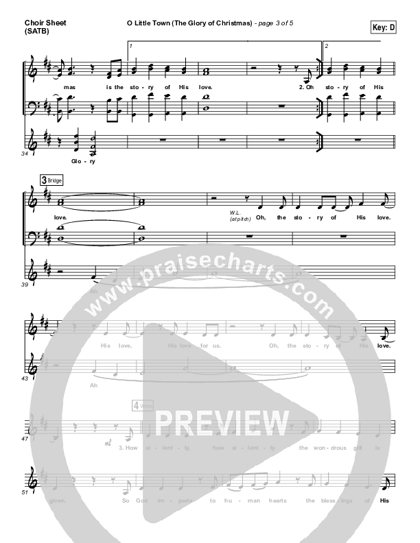 O Little Town (The Glory Of Christmas) Choir Vocals (SATB) (Matt Redman)